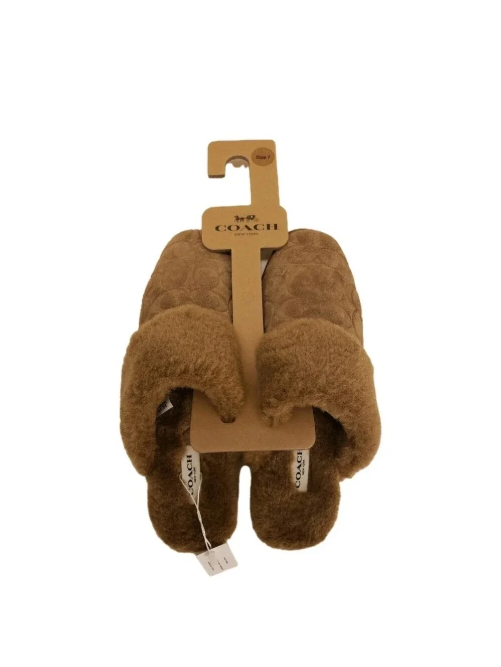 COACH: WOMEN'S: SIGNATURE SUEDE SHERPA: FLATS: MULES: SLIPPERS: SIZE 7: NIB:NEW